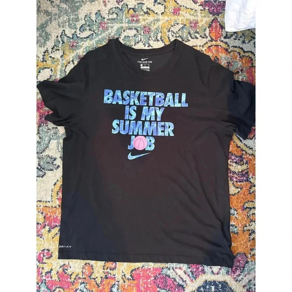 Nike Tee 'Basketball Is My Summer Job' Short Sleeve Dri-Fit T-Shirt Size XL - Picture 1 of 3
